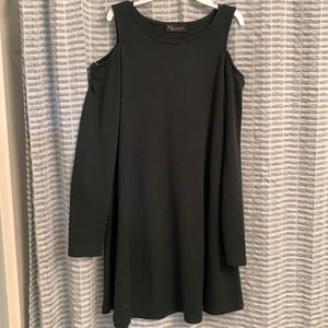 Army green cold-shoulder dress